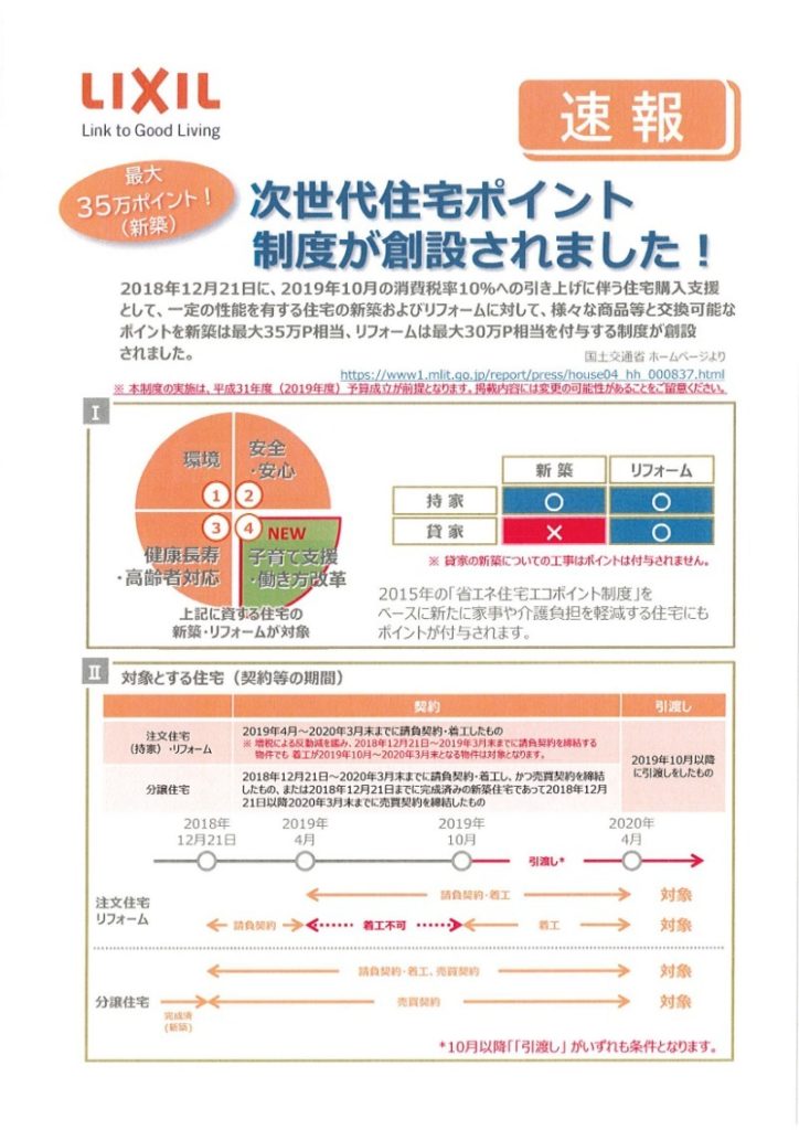 次世代住宅ポイントが創設されました！